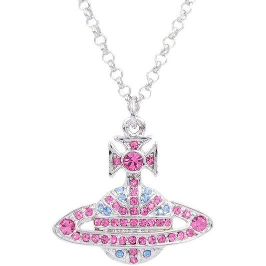 Vivienne Westwood Union flag necklace full diamond pendant simple niche sweet style