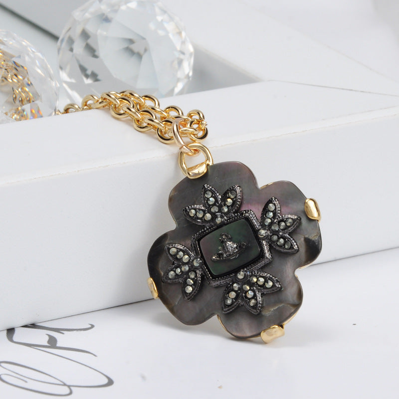 Vivienne Westwood vintage four-leaf clover abalone pendant necklace punk