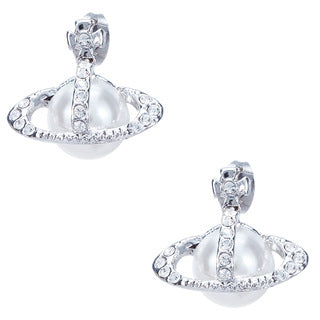 Vivienne Westwood half-face diamond pearl stud earrings luxury high-end
