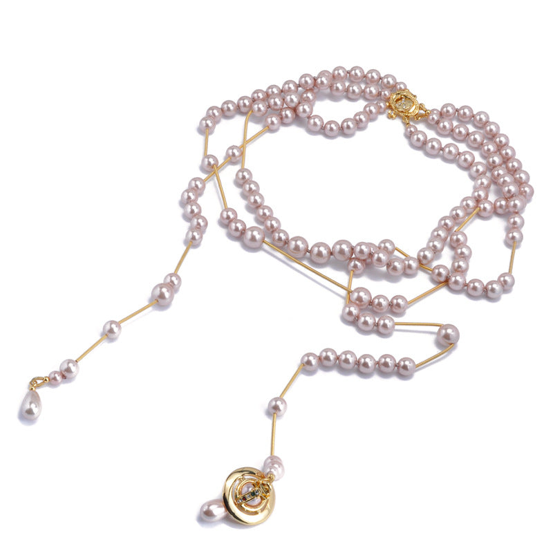 Vivienne Westwood High version engraved version broken pearl multi-layer necklace