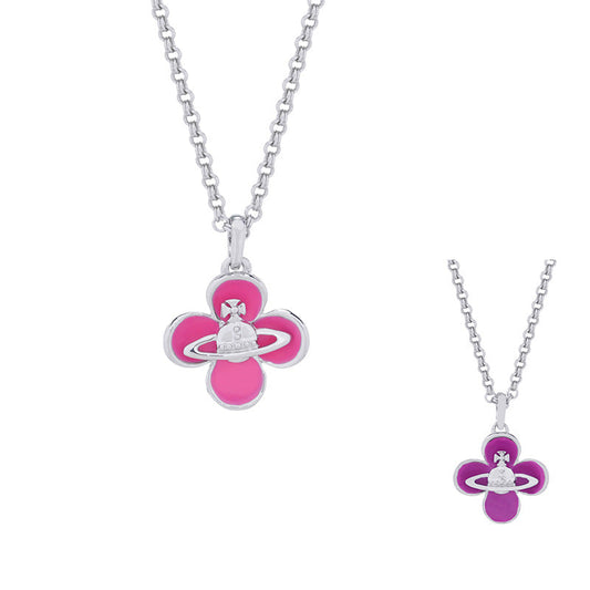 Vivienne Westwood four-leaf clover flower pendant necklace sweet exquisite and versatile