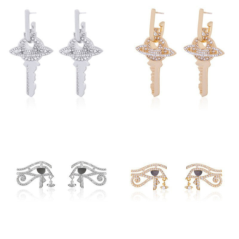 Vivienne Westwood Eye of Horus ear studs key earrings punk