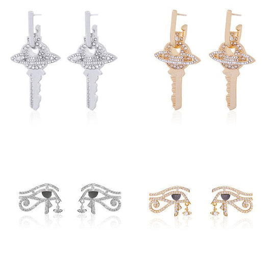 Vivienne Westwood Eye of Horus ear studs key earrings punk
