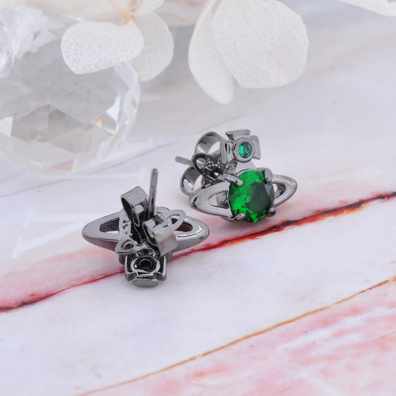 Vivienne Westwood four-claw Zircon stud earrings small and exquisite