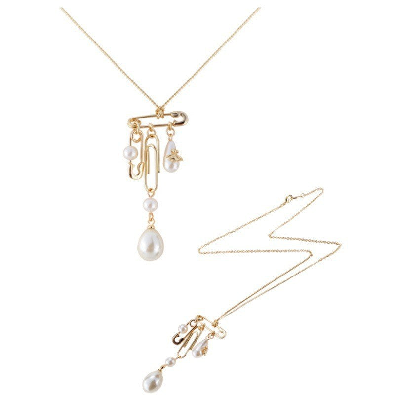 Vivienne Westwood pin tassel pearl pendant necklace minority simple