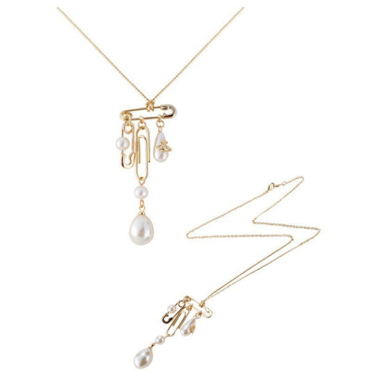 Vivienne Westwood pin tassel pearl pendant necklace minority simple