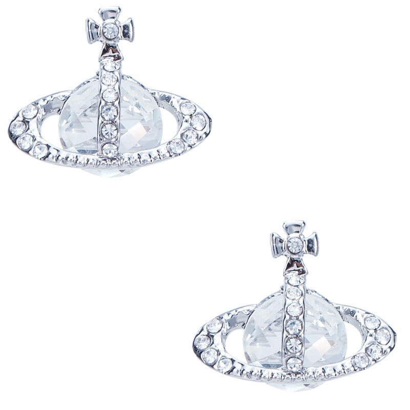 Vivienne Westwood half-face diamond pearl stud earrings luxury high-end