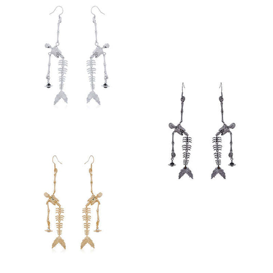 Vivienne Westwood skull Fishbone series earrings personalized minority tide