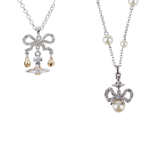 Vivienne Westwood bow pendant necklace for women delicate indie