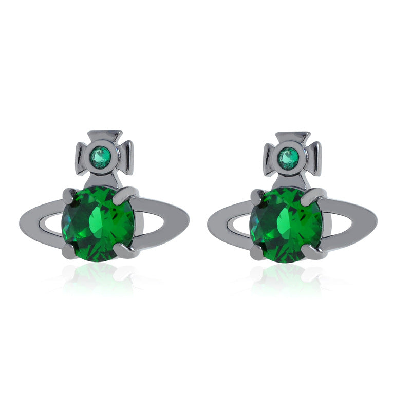 Vivienne Westwood four-claw Zircon stud earrings small and exquisite