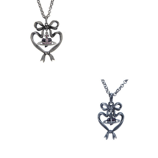 Vivienne Westwood bow love purple diamond pendant necklace niche temperament