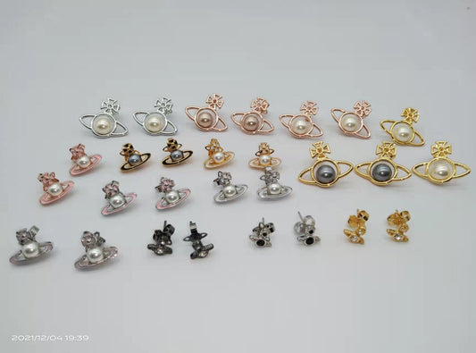 Vivienne Westwood Pearl paint series earrings small and personalized all-match