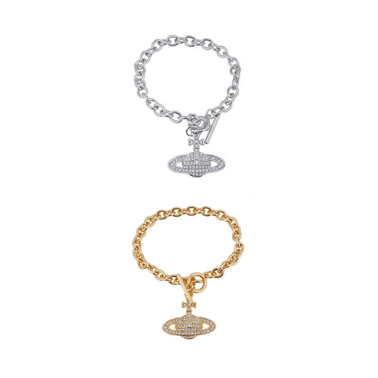 Vivienne Westwood OT buckle full diamond bracelet niche personality punk