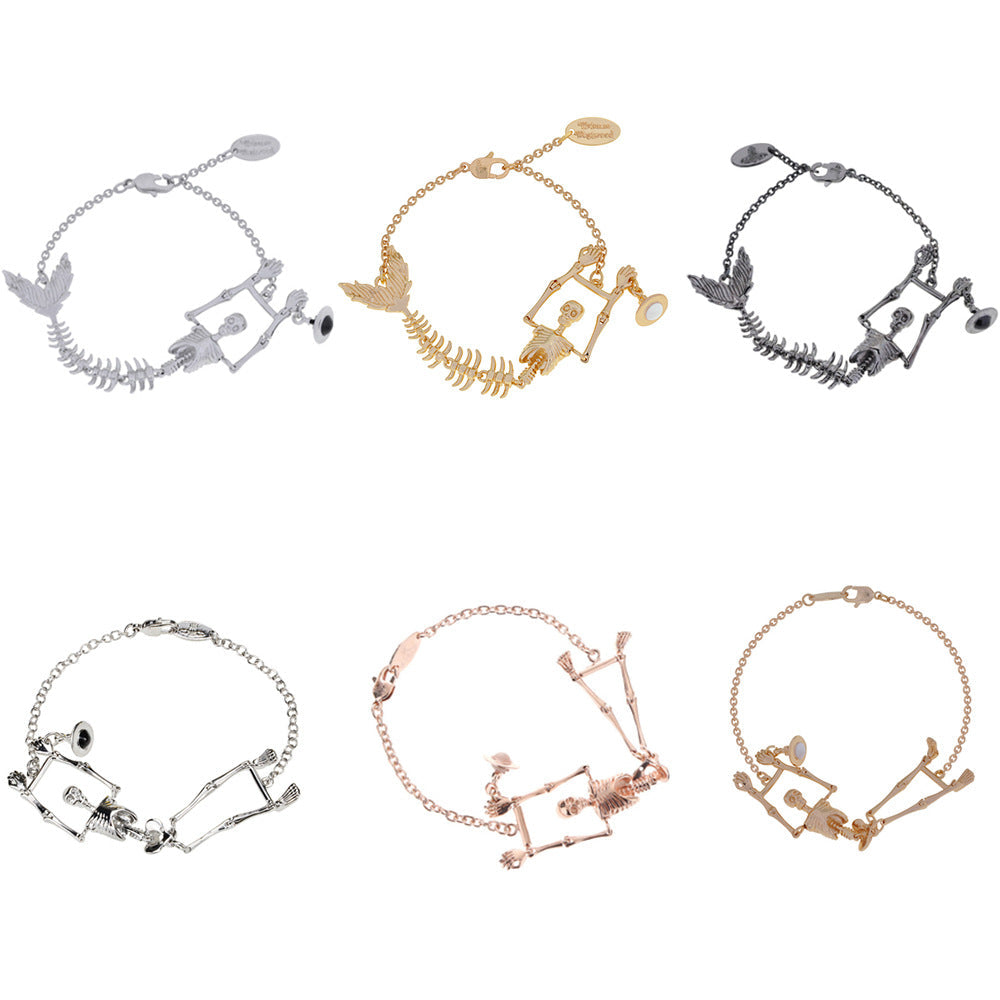 Vivienne Westwood people Fishbone skull series bracelet unique punk style