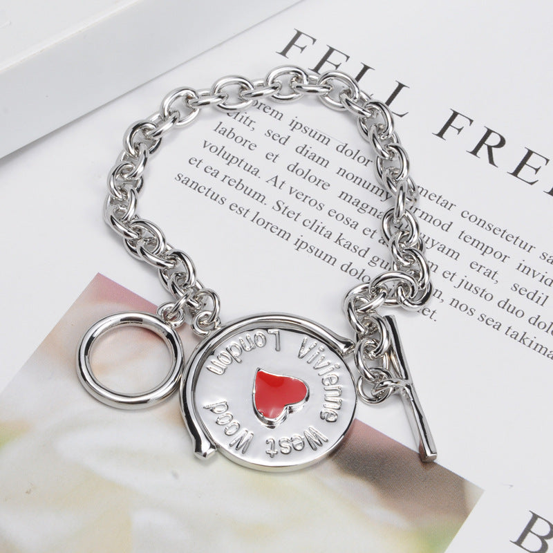 Vivienne Westwood red peach love round bracelet punk European and American