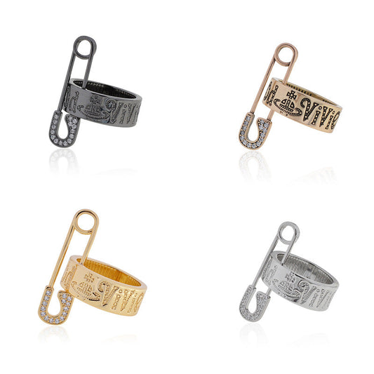 Vivienne Westwood universe safety pin element alloy ring European and American personalized punk
