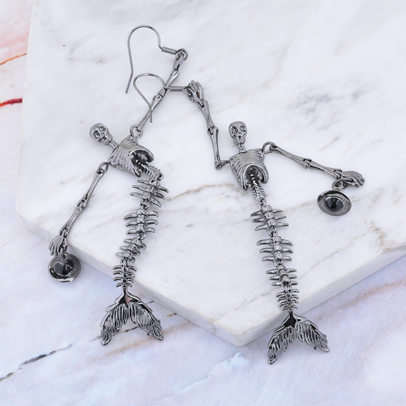 Vivienne Westwood skull Fishbone series earrings personalized minority tide