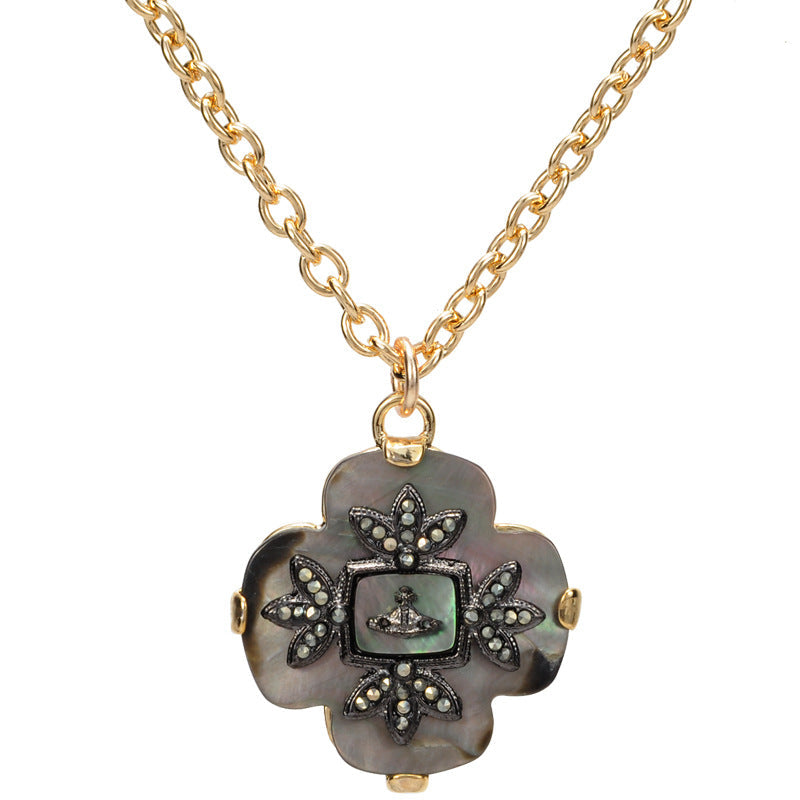 Vivienne Westwood vintage four-leaf clover abalone pendant necklace punk