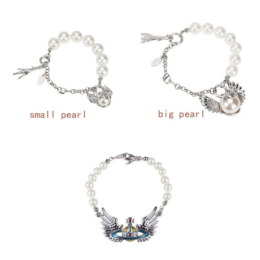 Vivienne Westwood large and small pearls wings Paw bracelet niche European and American punk fashion