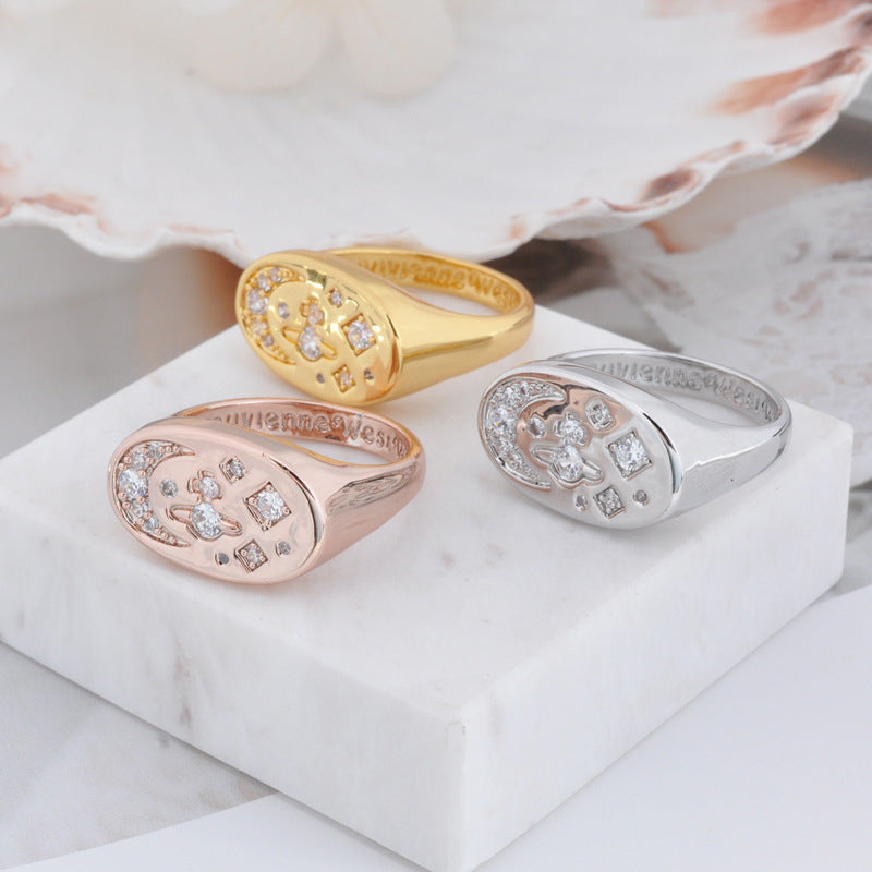 Vivienne Westwood star moon ring european and american personalized punk