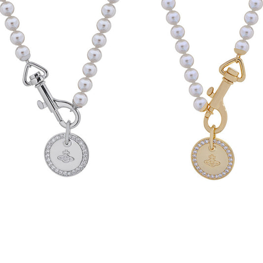 Vivienne Westwood Pearl round necklace personality all-matching couple style