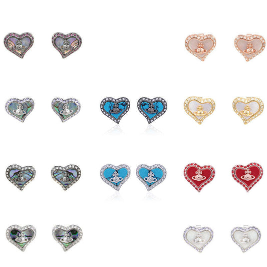 Vivienne Westwood love fritillary ear studs sweet style delicate earrings trendy