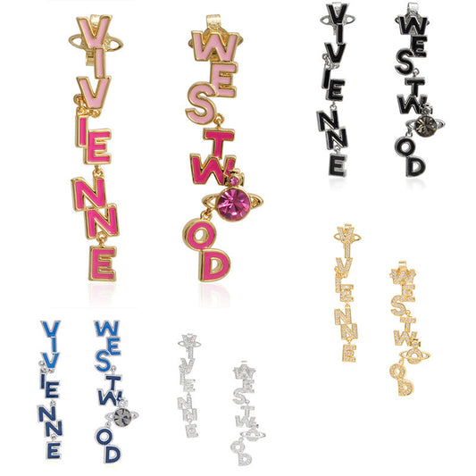 Vivienne Westwood paint asymmetric letter earrings