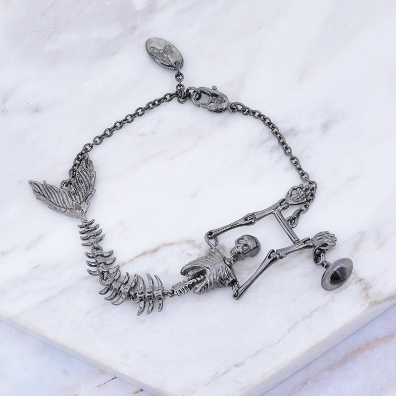 Vivienne Westwood people Fishbone skull series bracelet unique punk style