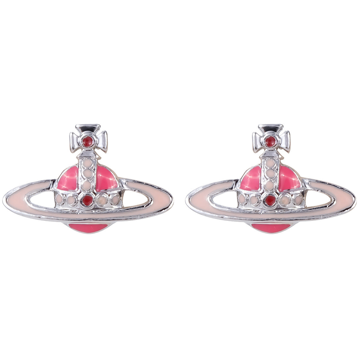 Vivienne Westwood two-tone epoxy Japanese and Korean inlaid Diamond affordable luxury fashion earrings