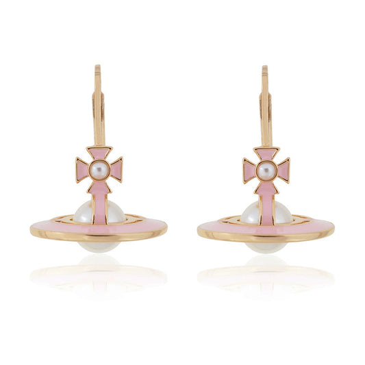 Vivienne Westwood solid color paint Pearl stereo earrings