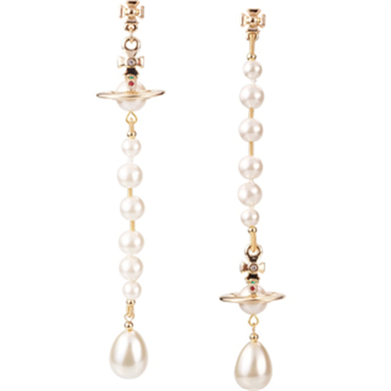 Vivienne Westwood asymmetric broken pearl earrings three-dimensional earrings