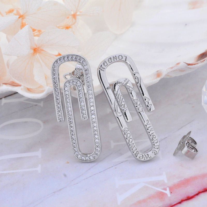 Vivienne Westwood return pin earrings full diamond exquisite luxury