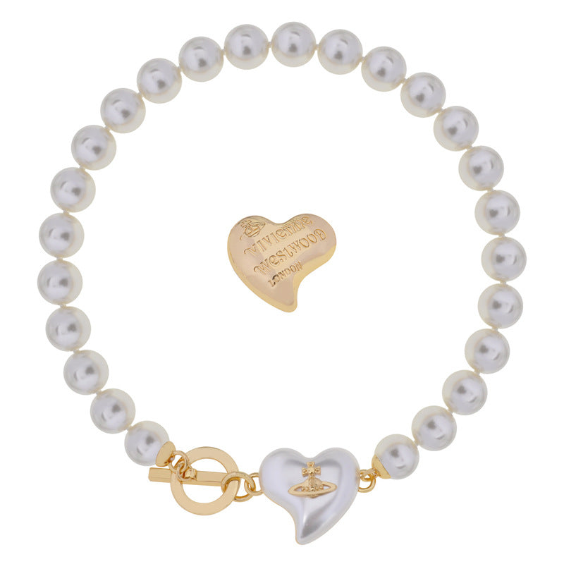Vivienne Westwood big pearl heart necklace