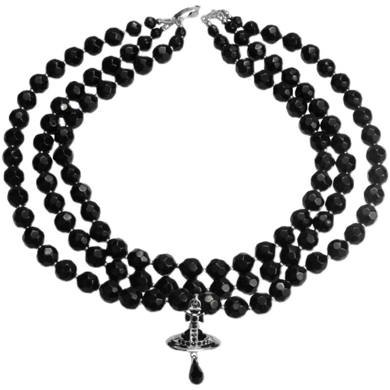 Vivienne Westwood black agate pendant necklace single layer/three layers