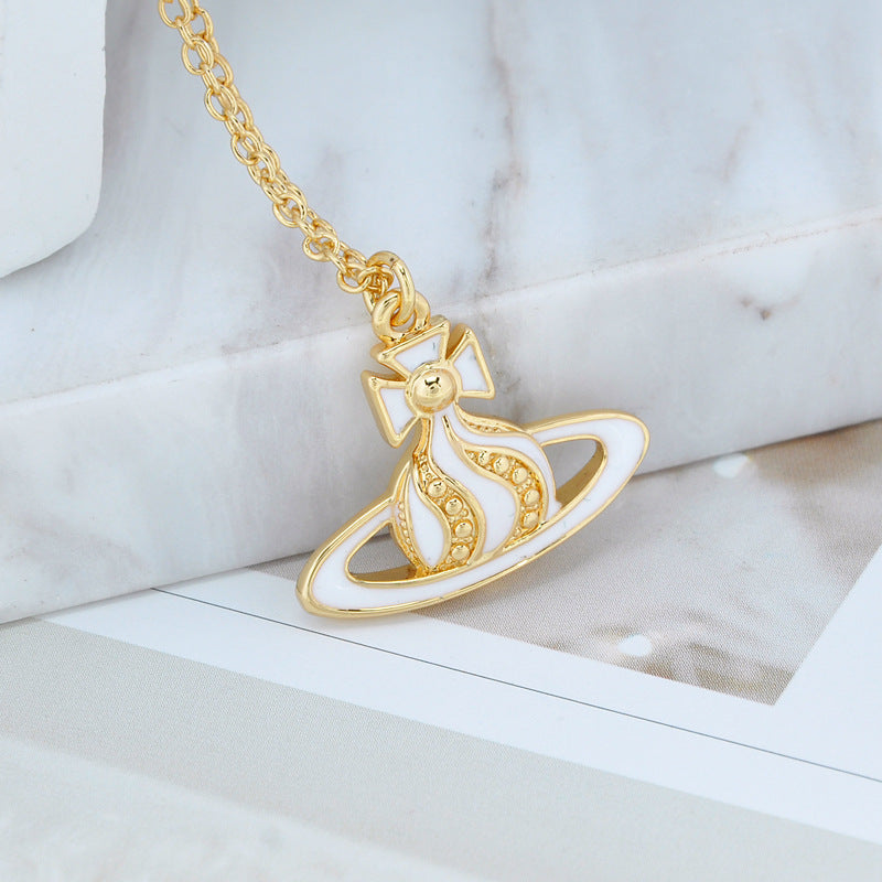 Vivienne Westwood twisted water ripple cream paint pendant necklace
