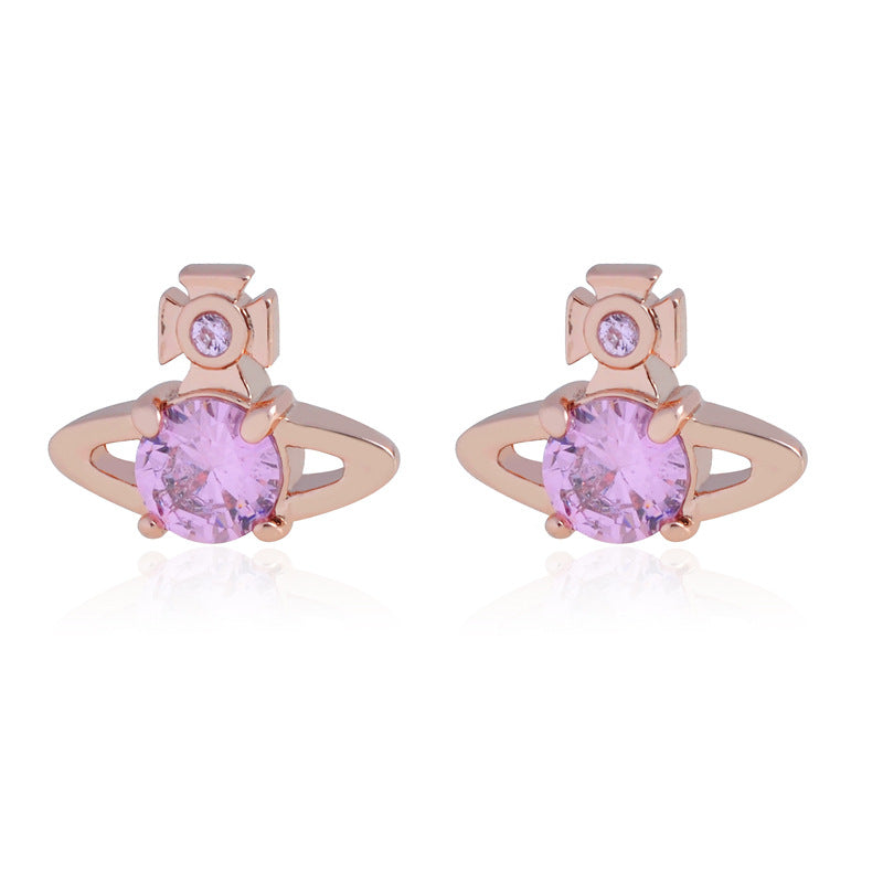 Vivienne Westwood four-claw Zircon stud earrings small and exquisite