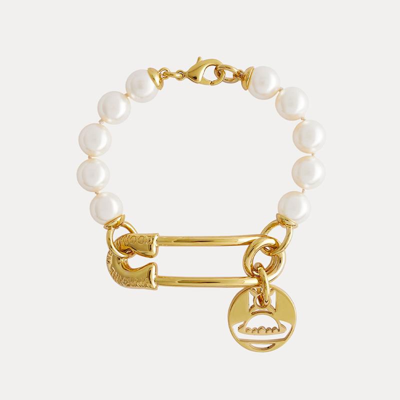 Vivienne Westwood IMOGENE pin round brand pearl bracelet European and American punk