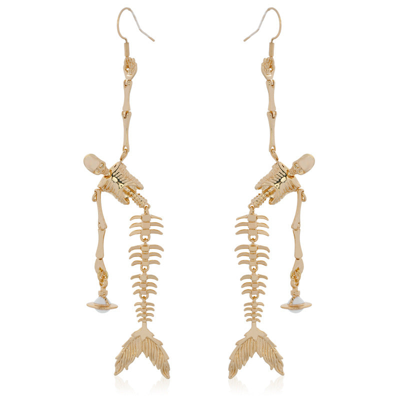 Vivienne Westwood skull Fishbone series earrings personalized minority tide