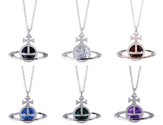Vivienne Westwood shining big gem pendant necklace personalized European and American style