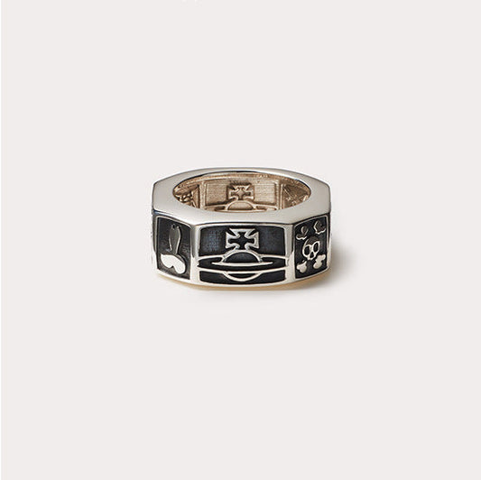 Vivienne Westwood bone love screw ring personality European and American punk