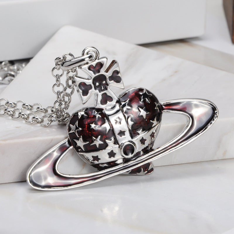 Vivienne Westwood color matching love pendant necklace temperament High sense