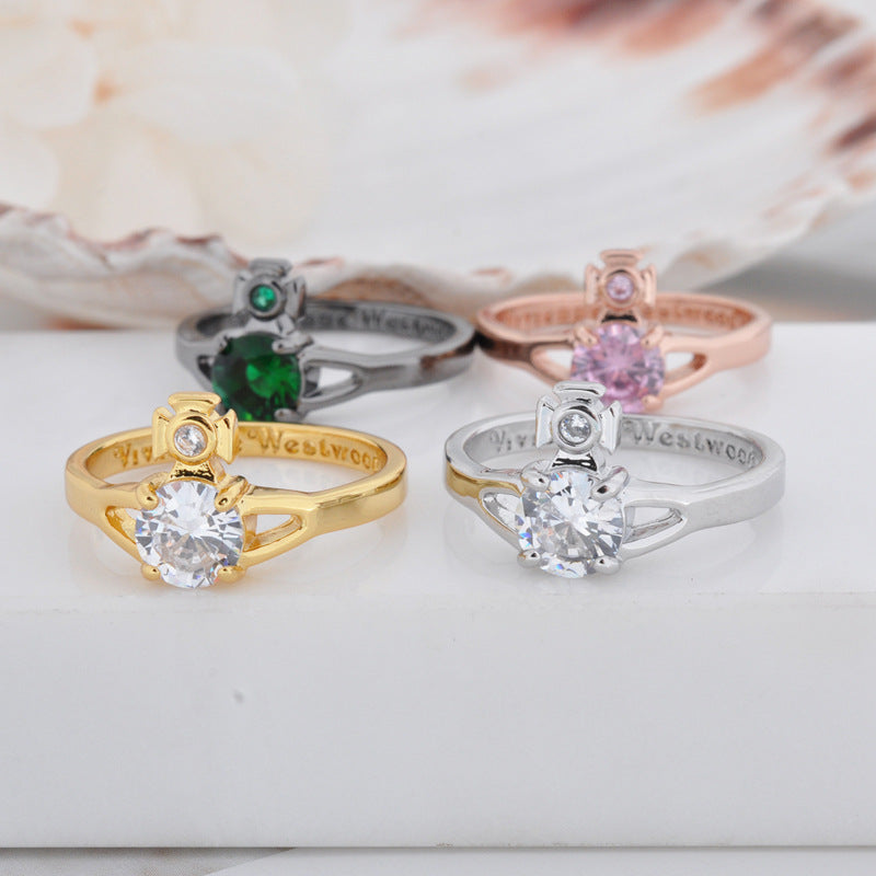 Vivienne Westwood single Rhinestone ring ins simple and advanced sense