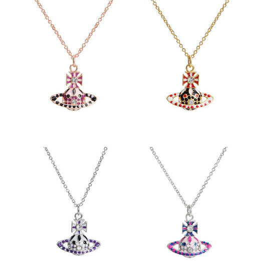 Vivienne Westwood enamel colorful necklace simple personalized all-match pendant