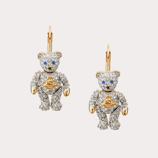 Vivienne Westwood TEDDY small activity bear earrings ins niche temperament