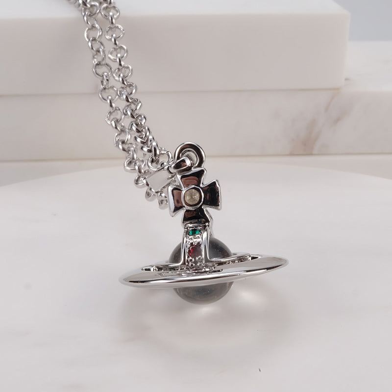 Vivienne Westwood 8mm micro glass bead series necklace pendant ins high sense