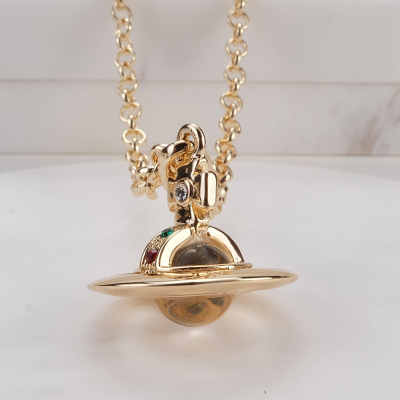 Vivienne Westwood 8mm micro glass bead series necklace pendant ins high sense