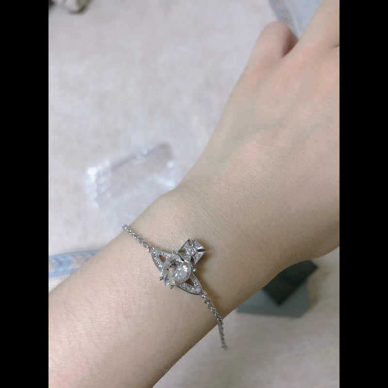 Vivienne Westwood loving heart zircon bracelet affordable luxury style high sense birthday gift