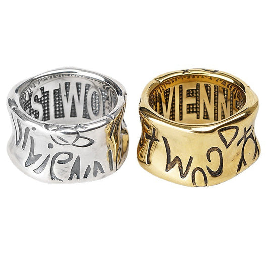 Vivienne Westwood punk irregular embossed ring personality European and American
