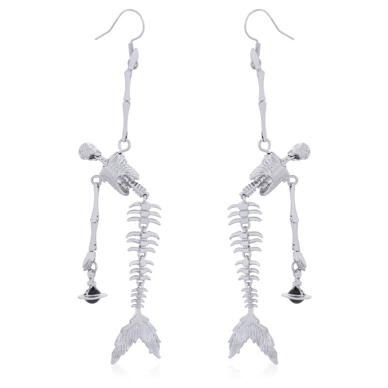 Vivienne Westwood skull Fishbone series earrings personalized minority tide
