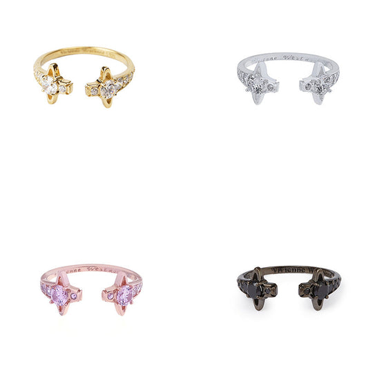Vivienne Westwood double diamond open ring simple European and American style punk accessories